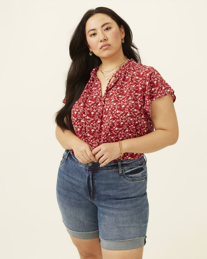 Front of plus size Catherine Cuffed Boyfriend Shorts by Kut From The Kloth | Dia&Co | dia_product_style_image_id:192884